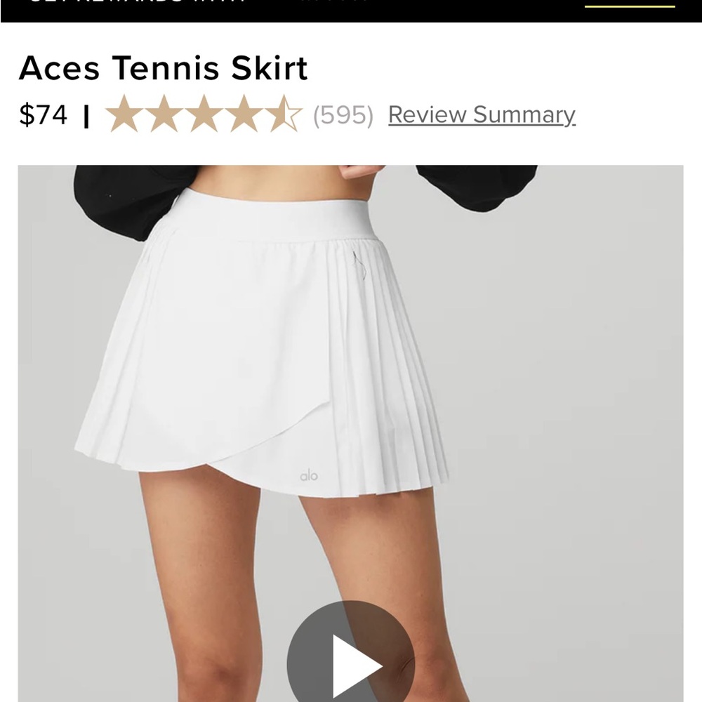 ALO Yoga White Aces Tennis Skirt